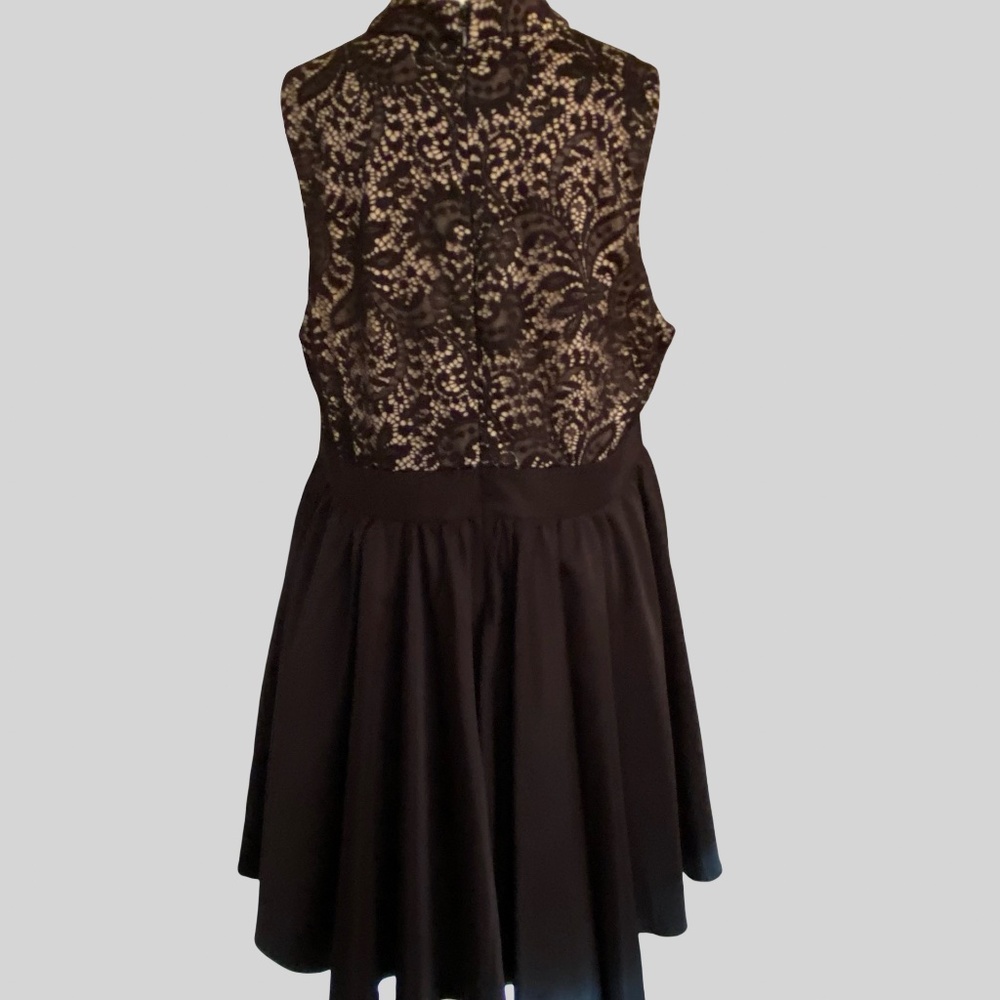Chi Chi London Black Lace Crinoline Flare Holiday Party Event Dress- Sz-20